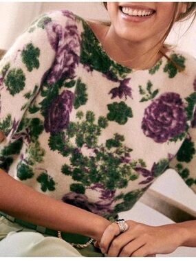 Sézane La Maille Floral Short Sleeve Cardigan | Size XS